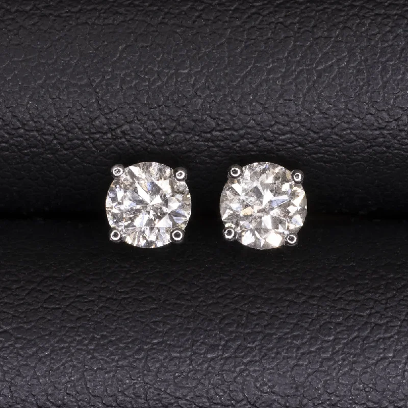 luxury solitaire rings for women -1 CARAT VERY GOOD CUT NATURAL DIAMOND STUD EARRINGS 14k WHITE GOLD ROUND 1ct