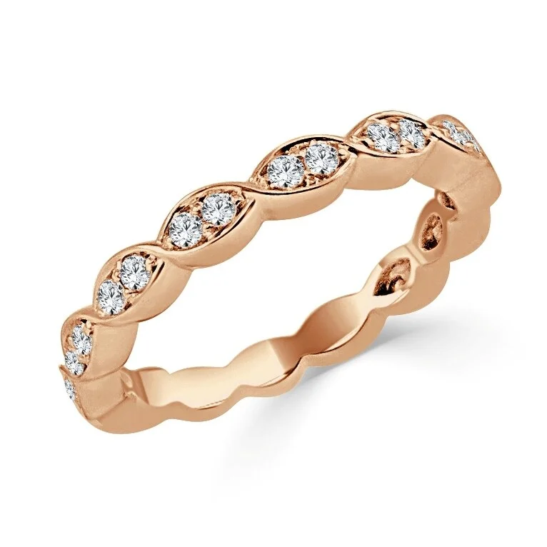 women’s classic engagement rings -Joelle Diamond Band 14k Rose Gold 1/3 ct TDW 3/4 Way Around Band