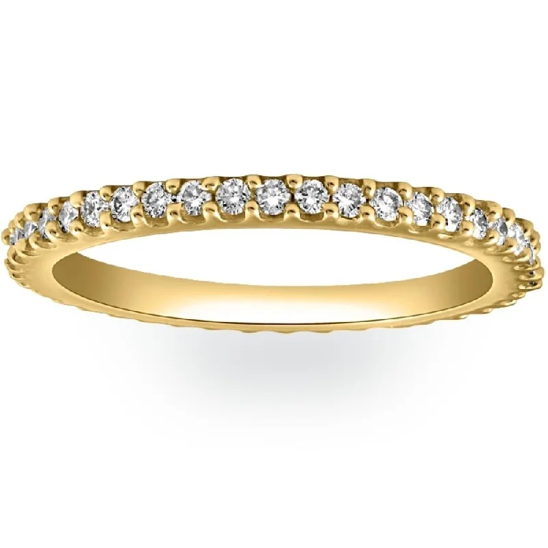 women’s halo diamond engagement rings -1/2Ct Diamond Eternity Ring Prong Stackable Wedding Band 14k Yellow Gold