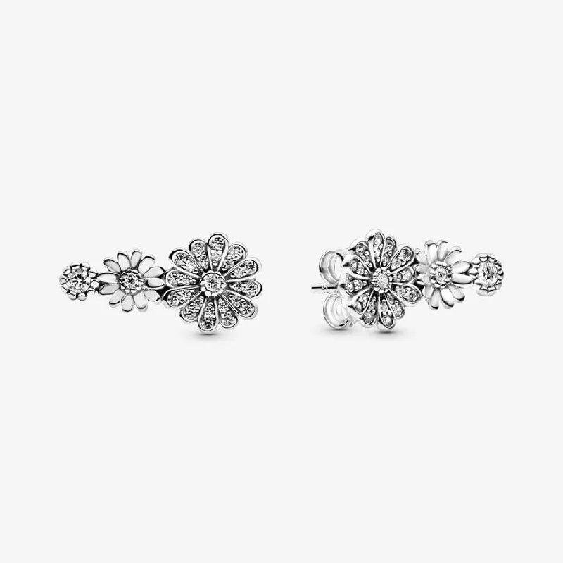 women’s simple gold earrings -Sparkling Daisy Flower Trio Stud Earrings