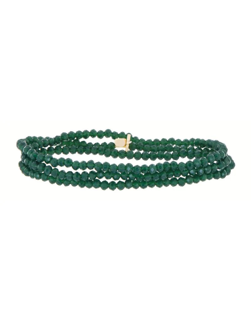 floral bangles for women -Crystal Beaded Stretch Bracelet - Emerald