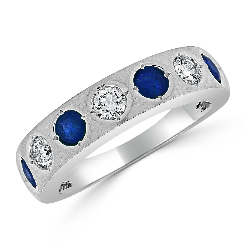 women’s diamond wedding rings -Joelle Sapphire & Diamond Band 14K White Gold