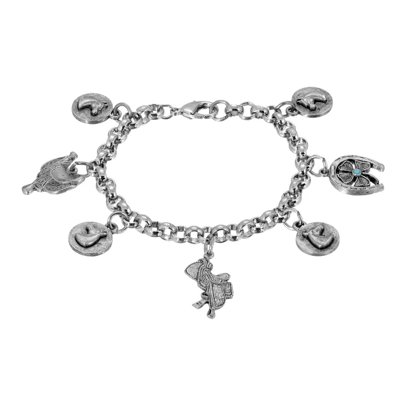 women’s stretchy bangles -1928 Jewelry® Peweter Charm Horse  Bracelet