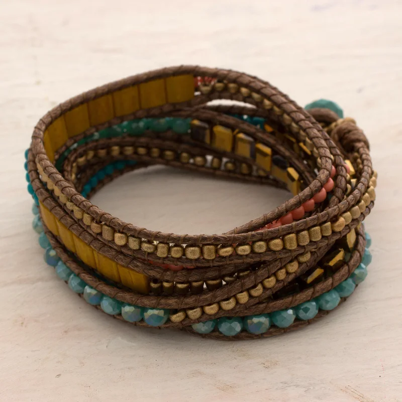 women’s stacked bracelets -Multicolor Glass Beaded Wrap Bracelet