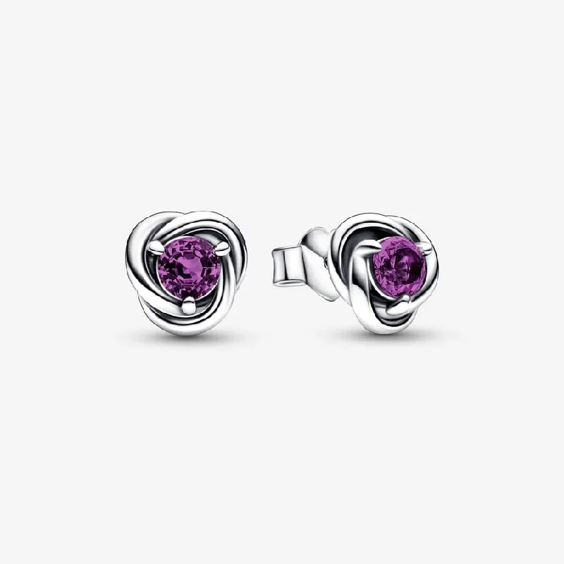 women’s luxurious pearl earrings -Eternity Circle Stud Earrings | February Purple