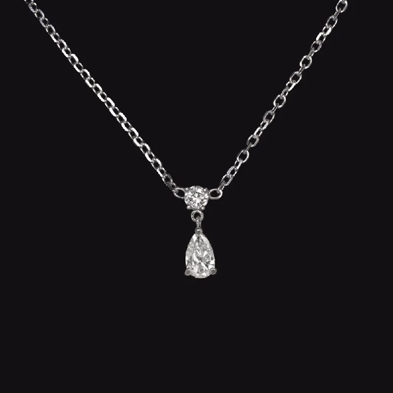 women’s diamond stackable rings -NATURAL DIAMOND NECKLACE PEAR SHAPE PENDANT DROP 14k WHITE GOLD 0.60ct CLASSIC