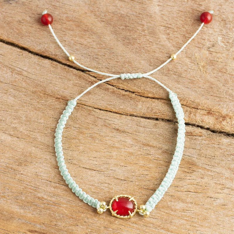 trendy bangles for women -Sweet Diversion in Aqua Aqua Macrame Carnelian Bracelet with 24k Gold