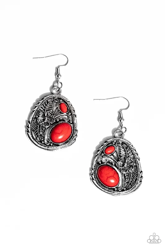 women’s ruby earrings -Hibiscus Harvest - Red