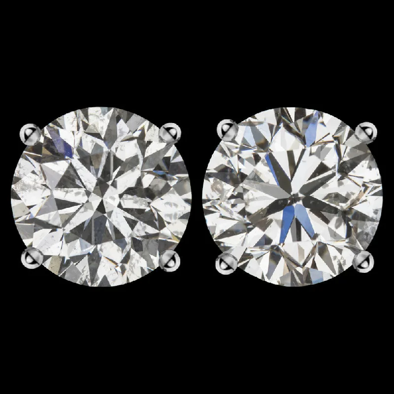 women’s geometric rings -4ct DIAMOND STUD EARRINGS VERY GOOD ROUND BRILLIANT CUT NATURAL MATCHING PAIR