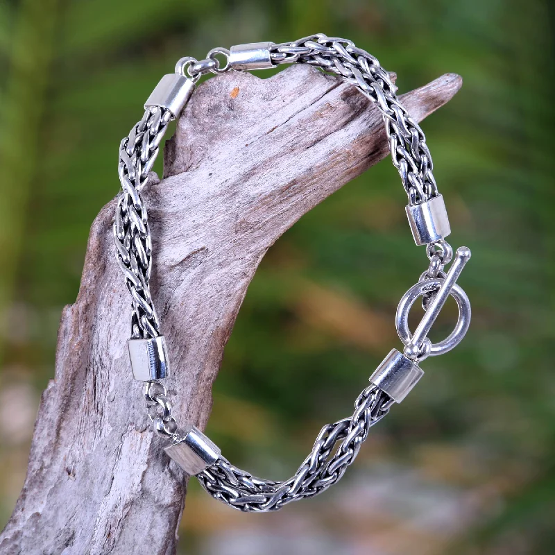 stylish bangles for women -Cosmic Paths Sterling Silver Chain Bracelet