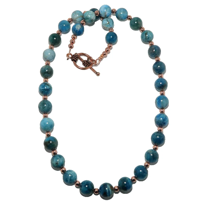 women’s sapphire necklaces -Apatite Necklace Blue Manifestation Beads Copper