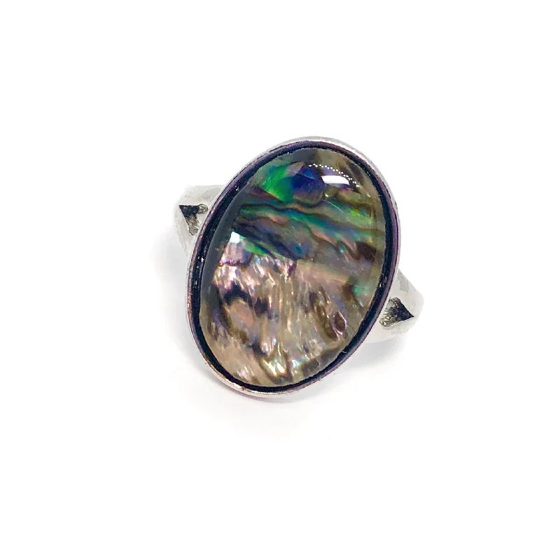 women’s stacking necklaces -Abalone Shell Oval Shape Ring