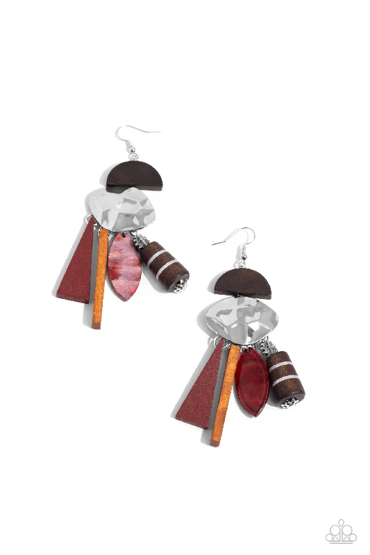 women’s chic earrings -Textured Talisman - Red