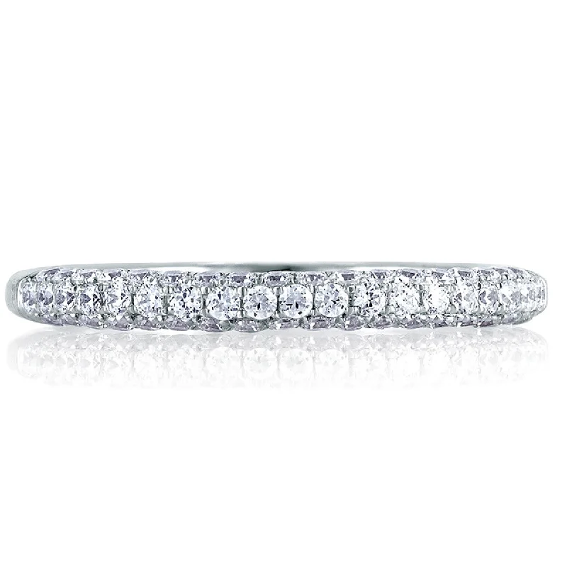 women’s yellow gold engagement rings -A. Jaffe Signature Rollover French Pave Diamond Band MRS307/48