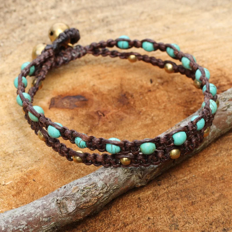 adjustable bracelets for women -Aqua Boho Chic Brass Bracelet