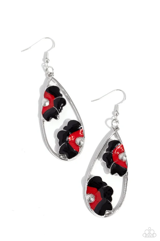 women’s chandelier drop earrings -Airily Abloom - Black