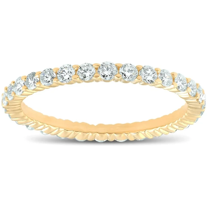 women’s platinum solitaire engagement rings -Pompeii3 14k Yellow Gold 1 ct TDW Diamond Eternity Ring Womens Stackable Wedding Anniversary Band