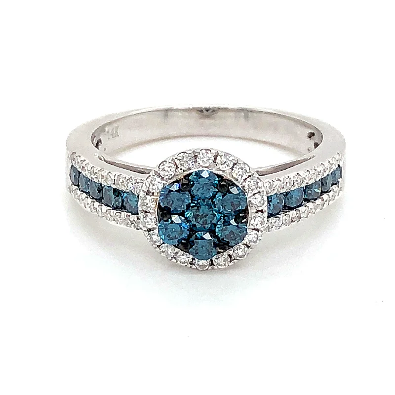 custom engagement rings for women -Blue Diamond Ring