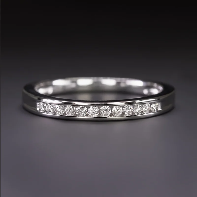 fashion rings for women -NATURAL DIAMOND WEDDING RING STACKING BAND 14k WHITE GOLD 0.20ct CHANNEL SETTING