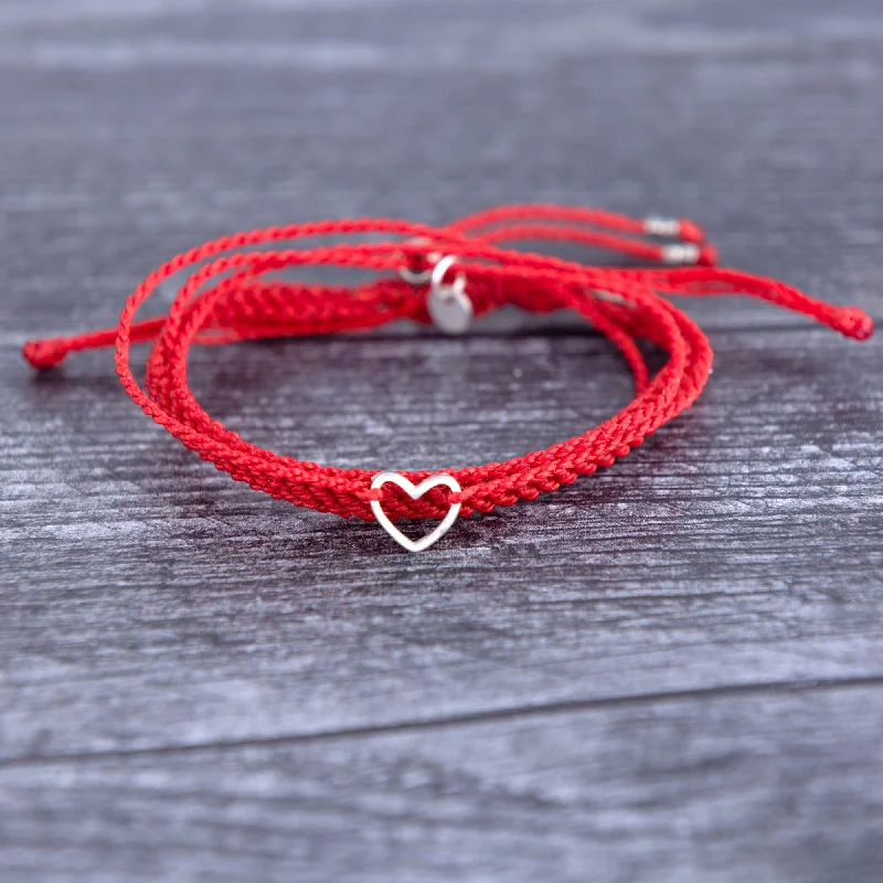 pearl bangles for women -The Red String & Heart Bracelet