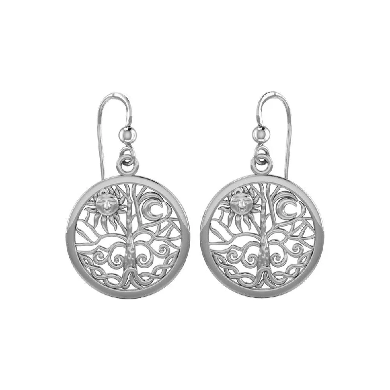 women’s modern earrings -Celtic Tree of Life Silver Earrings TER060