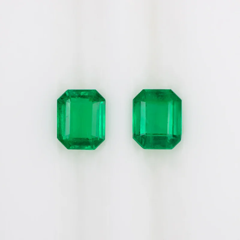 gold rings for women -0.67ct NATURAL EMERALD PAIR STUD EARRINGS EMERALD SHAPE STEP CUT LOOSE ACCENTS