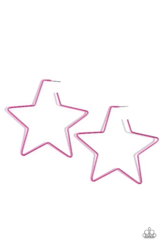 women’s luxurious pearl earrings -Starstruck Secret - Pink