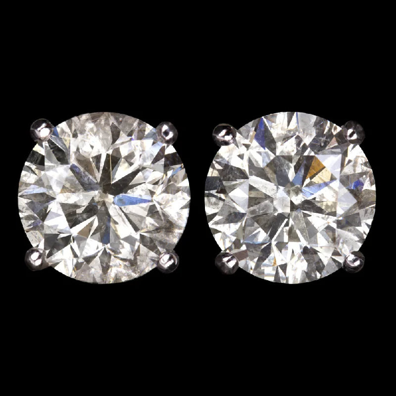 women’s platinum rings -3.16ct VERY GOOD CUT NATURAL DIAMOND STUD EARRINGS ROUND BRILLIANT WHITE GOLD