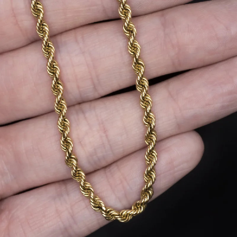 women’s modern rings -SOLID 18K YELLOW GOLD 33 GRAM TWISTED ROPE CHAIN 3.2mm 30in MENS LADIES NECKLACE