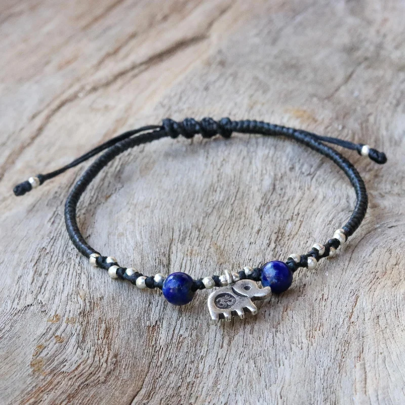 women’s magnetic bracelets -Elephant Lapis Lazuli Adjustable Bracelet