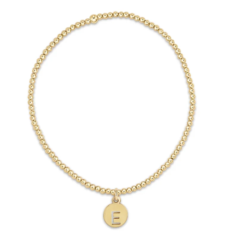 silver chain bracelets for women -E Newton Classic Gold 2mm Bracelet - Respect Small Gold Disc (Initial)