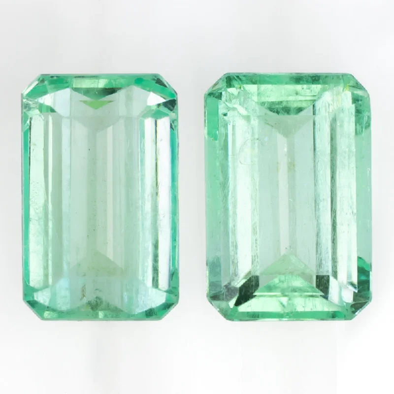 women’s statement rings -6.35ct EMERALD PAIR STUD DROP EARRINGS EMERALD SHAPE CUT LOOSE NATURAL PASTEL