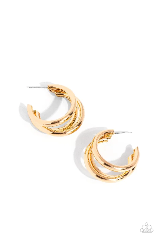 women’s geometric stud earrings -HOOP of the Day - Gold