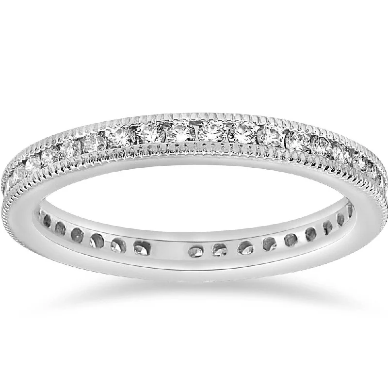 women’s elegant diamond engagement rings -14k White Gold .51 Ct Diamond Eternity Ring Womens Wedding Band (G/VS1-VS2)