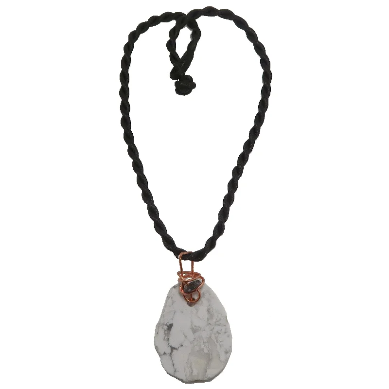 women’s delicate necklaces -Howlite Necklace Soothing Stone Snowflake Obsidian