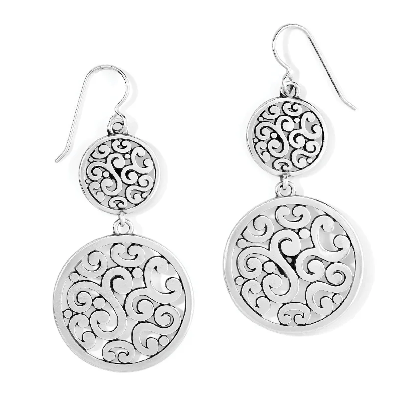 trendy earrings for women -Contempo Medallion Duo French Wire Earring