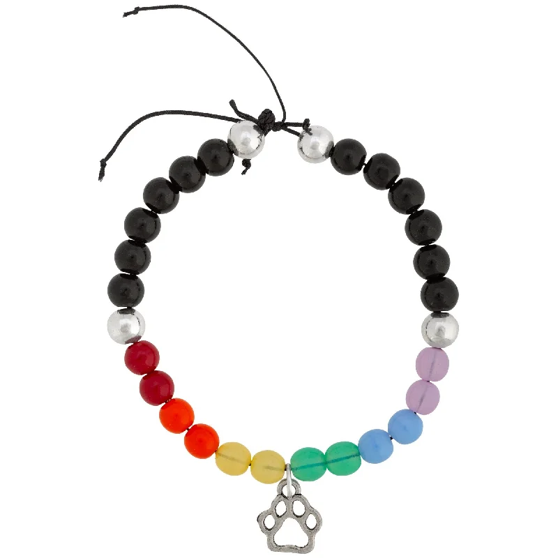 luxury silver bangles for women -Rainbow Bridge Paw Adjustable Bracelet!