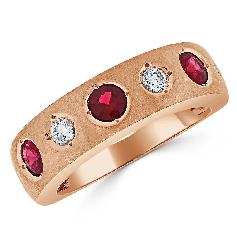 women’s eco-friendly engagement rings -Joelle Ruby & Diamond Band 14K Rose Gold