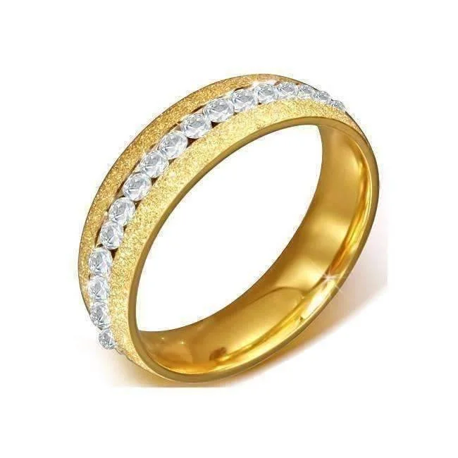 women’s trendy necklaces -Gold Eternity Ring - Sun Blast Finish - 316 Stainless Steel Ring